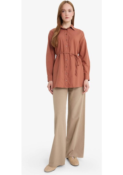 Keten Karışımlı Wide Leg Geniş Paça Flamlı Pantolon E7480AX25SM indirimleri