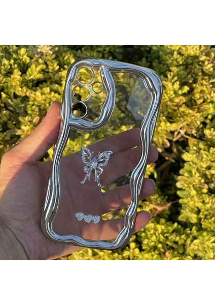Samsung Galaxy A25 Kılıf Gümüş Taşlı Darbe Önleyici Silikon Kapak