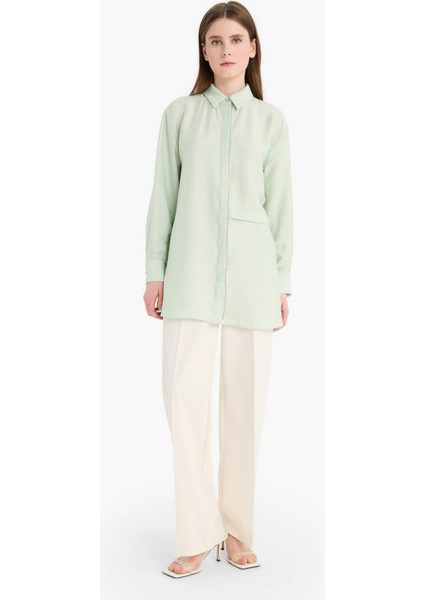 Relax Fit Uzun Kollu Tesettür Gömlek Tunik F1357AX25SM fırsatları
