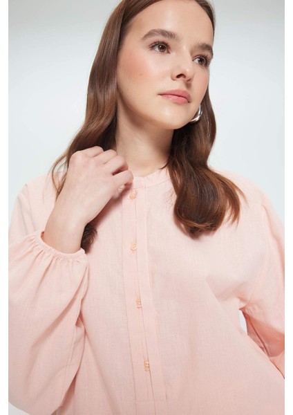 Regular Fit Flamlı Pamuk Uzun Kollu Gömlek Tunik E1759AX25SM