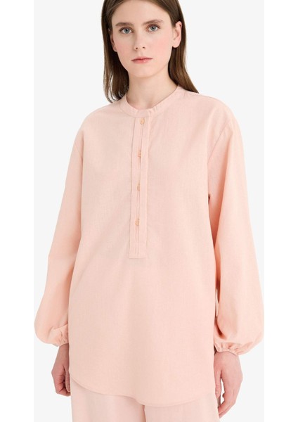 Regular Fit Flamlı Pamuk Uzun Kollu Gömlek Tunik E1759AX25SM fırsatları