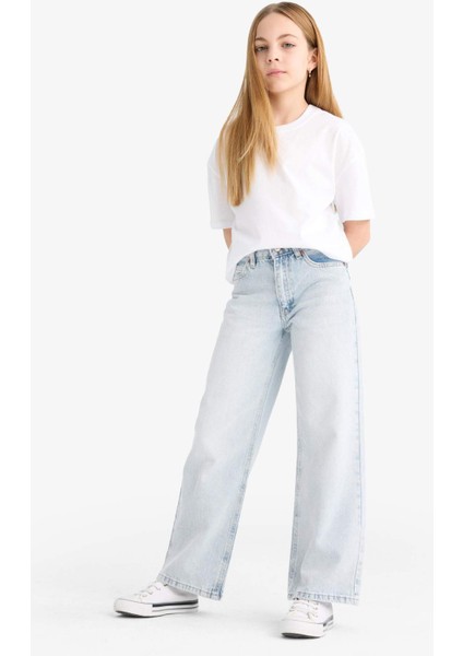 Kız Çocuk Straight Wide Jean Pantolon fırsatları