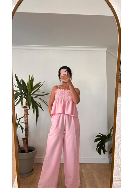 Pembe Gipeli Bluz Pantolon Takım indirimleri