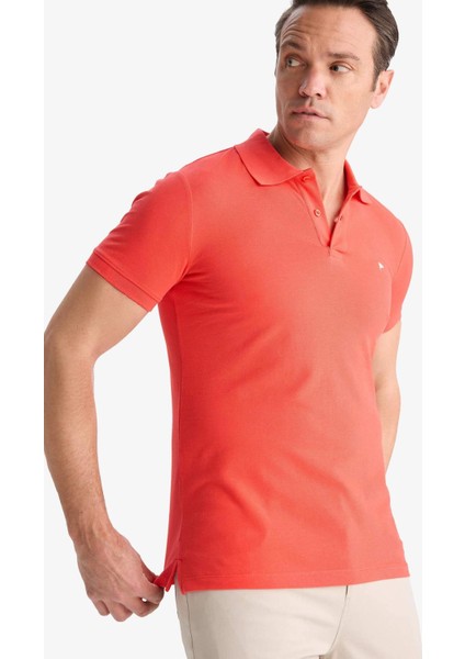 %100 Pamuk Slim Fit Dar Kesim Polo Yaka Nakışlı Kısa Kollu Tişört D7665AX25SP fırsatları
