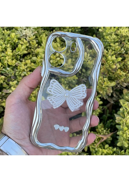 Xiaomi Redmi 13C Kılıf Gümüş Taşlı Darbe Önleyici Silikon Kapak