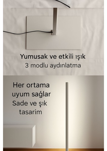 LED Lambader Köşe Aydınlatma Modern Minimal Tasarım Gün Işığı Renk Salon ve Yatak Odası Için Şık Lamba