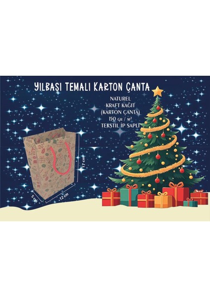Karton Çanta 12X17X5 10 Adet Kraft Kağıt 2 Renk Baskılı fiyatları
