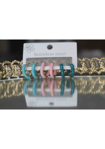 Kadın Çelik 6 Lı Halka Küpeler