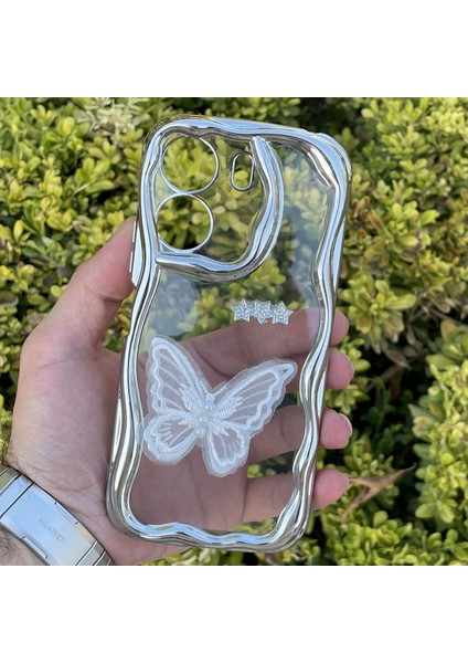 Xiaomi Redmi 13C Kılıf Gümüş Taşlı Darbe Önleyici Silikon Kapak