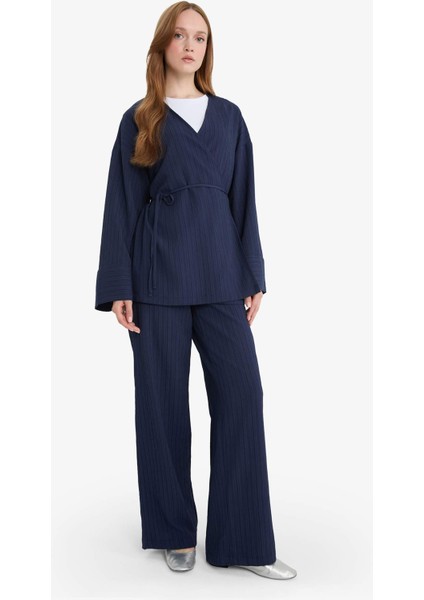 Relax Fit 2'li Takım Gofre Dokulu Uzun Kollu Kimono Pantolon F4095AX25SM modelleri