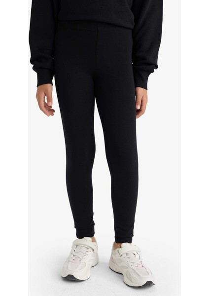 Kız Çocuk Basic Düz Uzun Siyah Tayt B5654A825SM