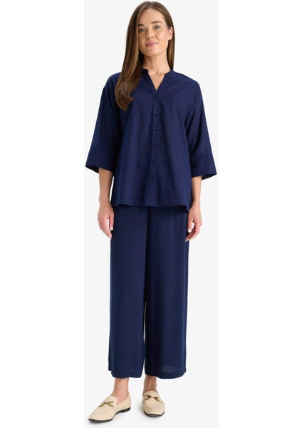 Regular Fit Apaş Yaka Flamlı Pamuk Yarım Kollu Gömlek F5838AX25SM fiyatları