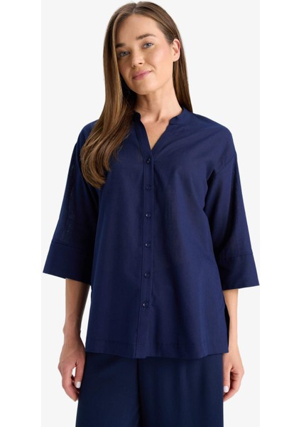 Regular Fit Apaş Yaka Flamlı Pamuk Yarım Kollu Gömlek F5838AX25SM modelleri