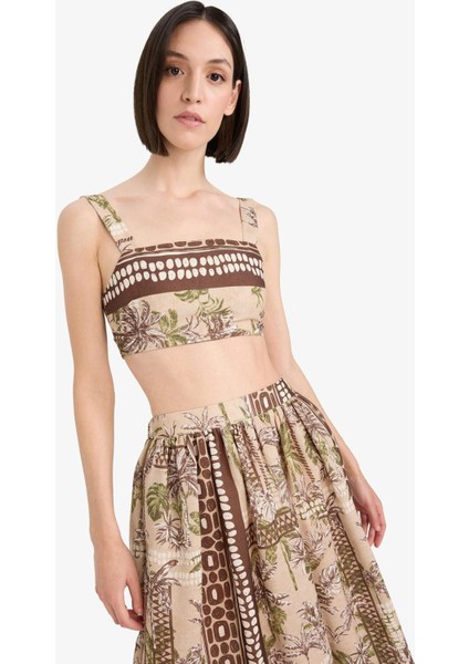 Regular Fit Desenli Crop Askılı Plaj Üstü-Fall in Love F5486AX25HS modelleri