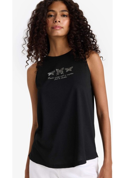 Relax Fit Baskılı Bisiklet Yaka Atlet F6234AX25HS