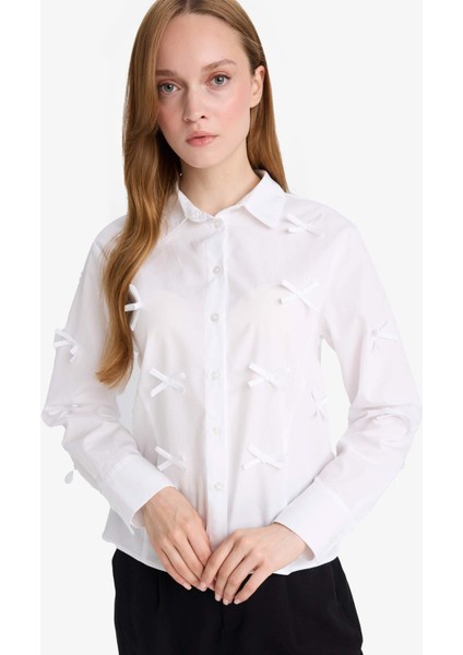 Regular Fit Fiyonklu Poplin Uzun Kollu Gömlek Tunik F2724AX25SP