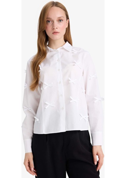 Regular Fit Fiyonklu Poplin Uzun Kollu Gömlek Tunik F2724AX25SP modelleri
