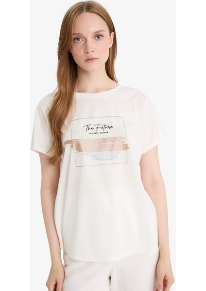 Regular Fit Bisiklet Yaka Baskılı Kısa Kollu Tişört F6326AX25HS modelleri