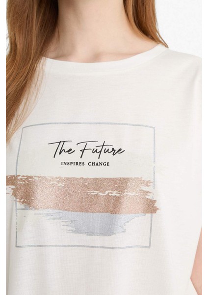 Regular Fit Bisiklet Yaka Baskılı Kısa Kollu Tişört F6326AX25HS indirimleri