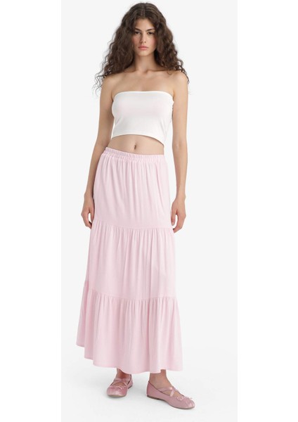 Yüksek Bel Pamuk Astarlı Krinkıl Viskon Maxi Etek D5033AX25SM modelleri