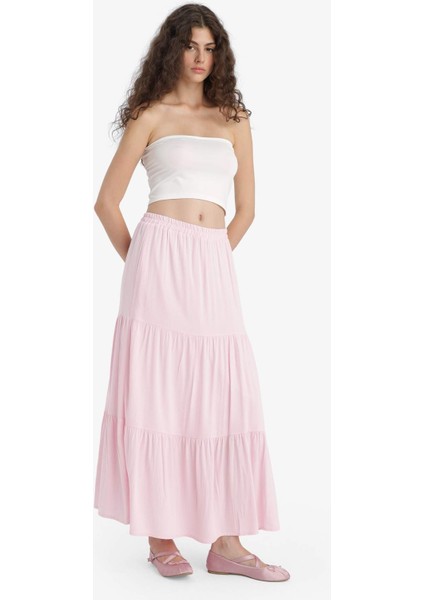 Yüksek Bel Pamuk Astarlı Krinkıl Viskon Maxi Etek D5033AX25SM fırsatları