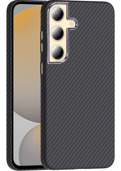 Galaxy S24 Kılıf M-Safe Şarj Özellikli Karbon Fiber Görünümlü Joec Gros Kapak - Siyah