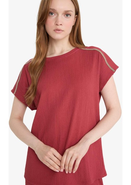 Bisiklet Yaka Bürümcük Kısa Kollu Tişört F6300AX25HS modelleri