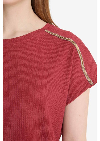 Bisiklet Yaka Bürümcük Kısa Kollu Tişört F6300AX25HS indirimleri