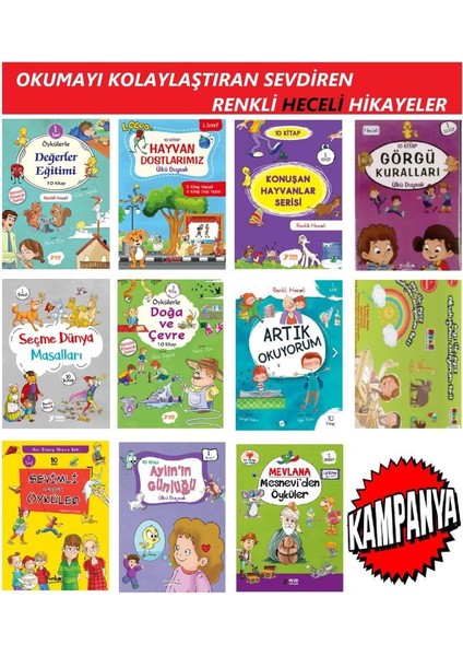 1. Sınıf Renkli Heceli Hikaye Seti 11 Set 110 Kitap (Sınırlı Sayıda)