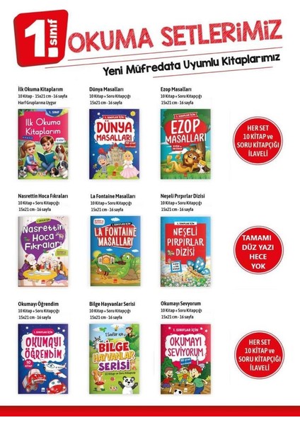 Ema 1. Sınıf Hikaye Seti 9 Kutu 90 Kitap