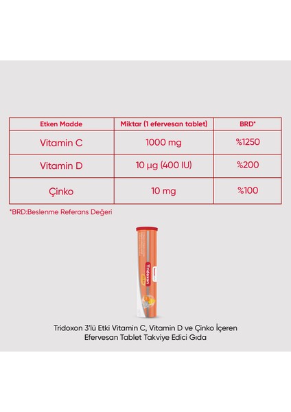 Imuneks Farma Tridoxon 15 Efervesan Tablet x 3 Adet
