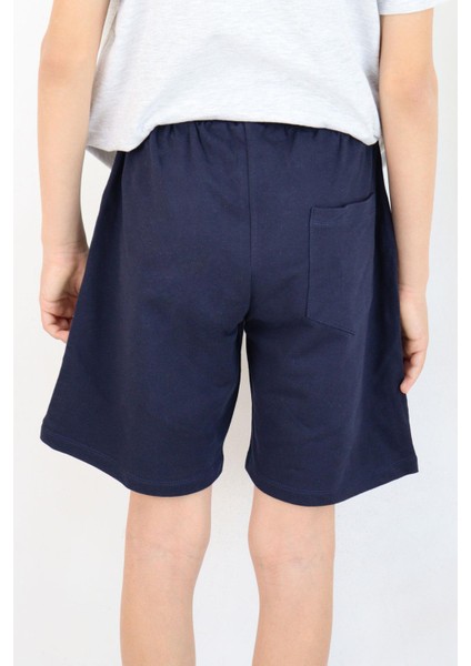 Girls & Boys Erkek Çocuk Şort Yazı Baskılı Bağcıklı Cepli Beli Lastikli 8-14 Yaş, Lacivert modelleri