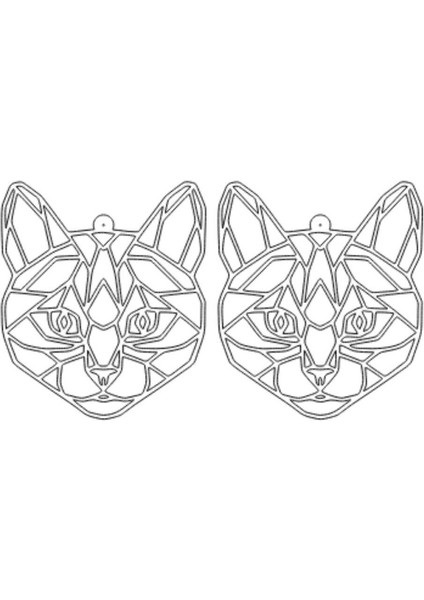 Beyaz Reflektörlü Soyut Kedi Yüzü Küpe, Şık Lazer Kesim Küpe modelleri