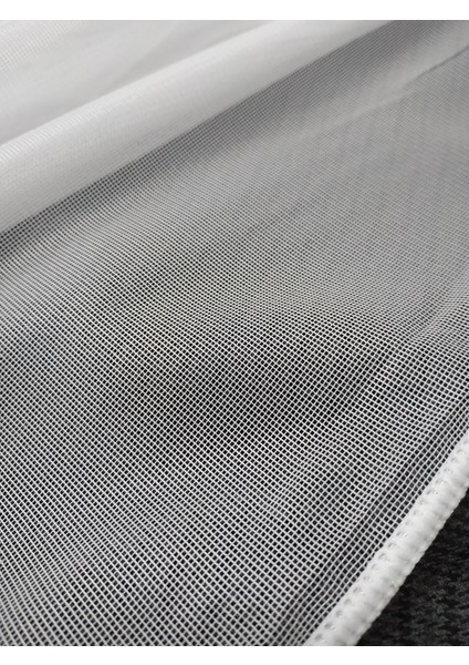 Modern Dökümlü Düz Tül Perde - Ekru - Pileli Dikim 1x2,5 Pile - KR1211