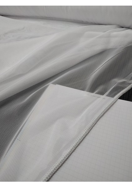 Modern Dökümlü Düz Tül Perde - Ekru - Pileli Dikim 1x2,5 Pile - KR1211