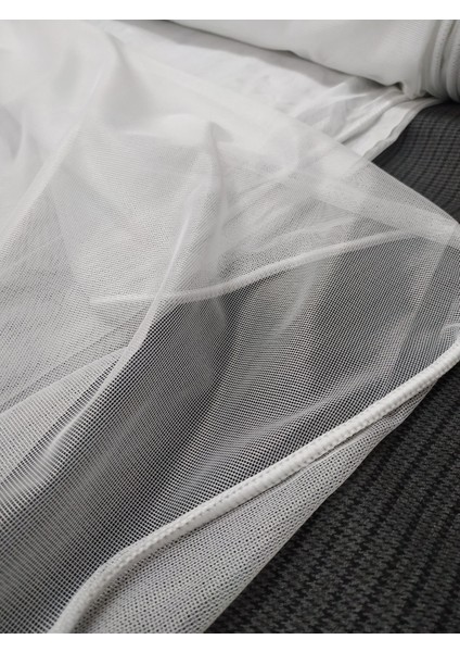 Modern Dökümlü Düz Tül Perde - Ekru - Pileli Dikim 1x2,5 Pile - KR1211