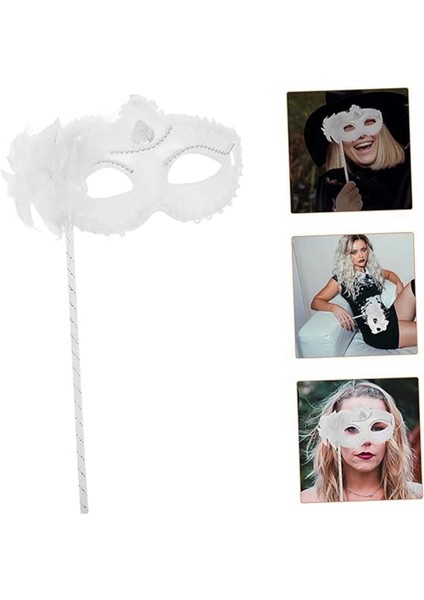 Beyaz Işıltılı Tutmalı Fotoğraf Çekimi Maskesi 18X29 cm fırsatları