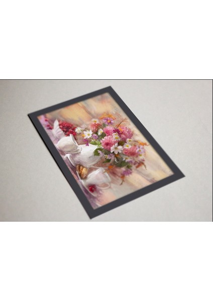 Ahşap Kendinden Çerçeveli Tablo - Bahar Esintisi – Yağlı Boya Natürmort Tablo, Standart - 20X28CM fırsatları