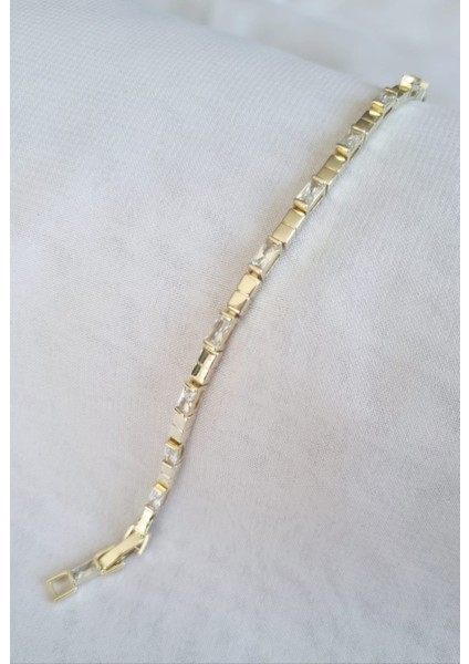 Vıp Seri 14K Altın Kaplama Taşlı Gold Bileklik