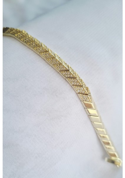 Vıp Seri Paslanmaz Çelik 14K Altın Kaplama Taşlı Gold Bileklik modelleri