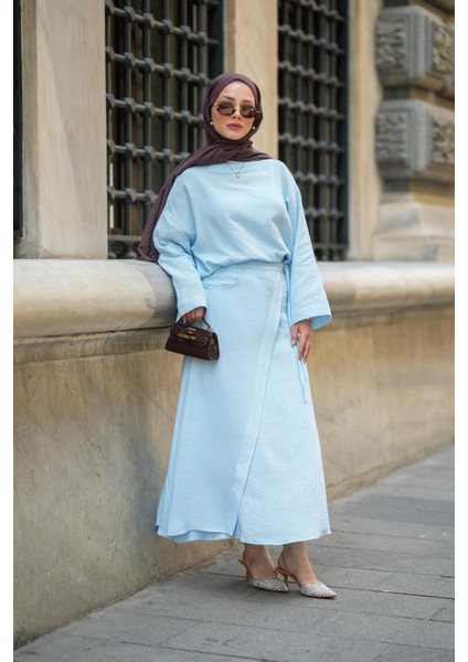 Kadın Müslin Kumaş Bluz ve Etek Tasarım Ikili Takım Tesettür Uyumlu Yazlık Takım fiyatları