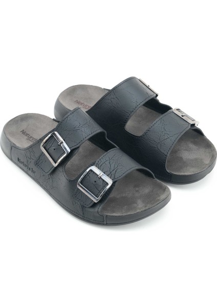 Naturela Comfort Erkek Yazlık Suni Deri Çift Toka Ayarlanabilir Rahat Taban Günlük Terlik modelleri