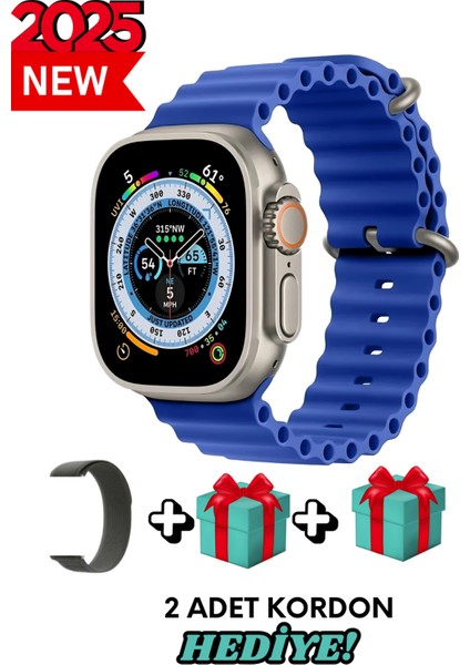 Apple iPhone 13 Pro Max Uyumlu Akıllı Saat Watch Ultra2 49MM Kordon Hediyeli - Son Versiyon