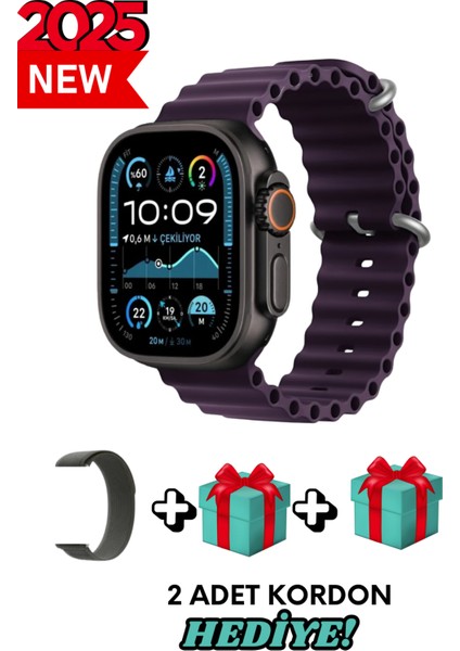 Samsung Galaxy Z Fold Uyumlu Akıllı Saat Watch Ultra2 49MM Kordon Hediyeli - Son Versiyon