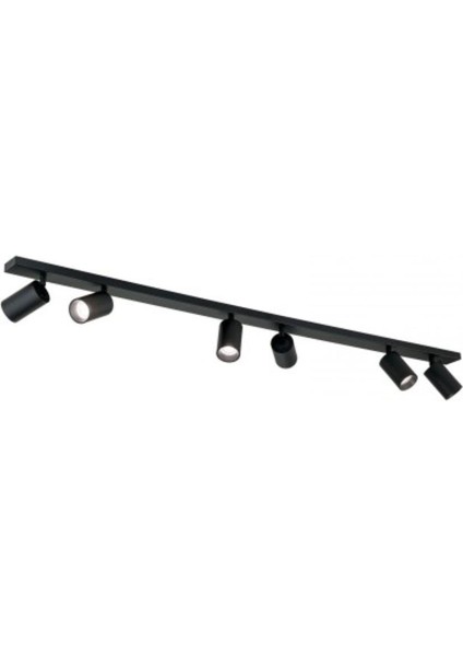 Mylights 120 cm LED Spot Haretekli Başlık Siyah Os-Ram Tasaruflu LED Ampul 3000K Salon Mutfak Otel Cafe Avize Altılı Avize