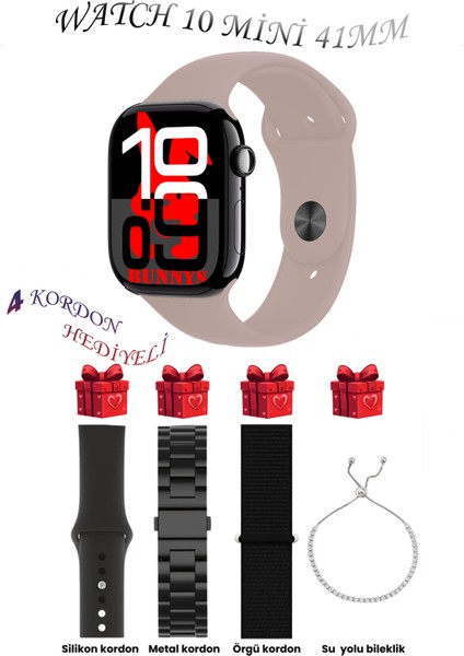 Gül Akıllı Saat Watch 10 Mini Kordon Hediyeli Amoled Ekran 41MM
