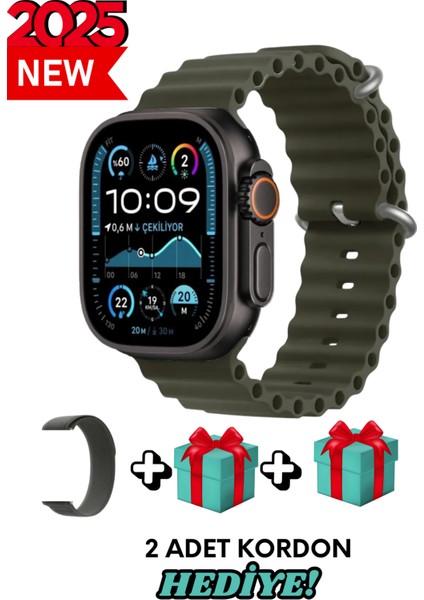 Apple iPhone 13 Pro Max Uyumlu Akıllı Saat Watch Ultra2 49MM Kordon Hediyeli - Son Versiyon