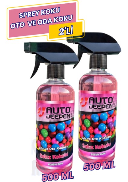 2'li Sakız Kokulu Sprey Oto Parfüm ve Oda Parfümü Ortam Kokusu Araba Kokusu 2X500 ml