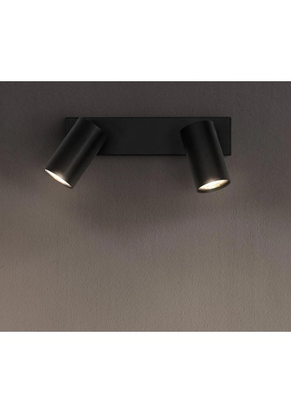 Mylights Ikili LED Spot Siyah Hareketli Başlık Tavan Avize Duvar Aplik Ayna Üstü Tablo Aplik Os-Ram Ampullü