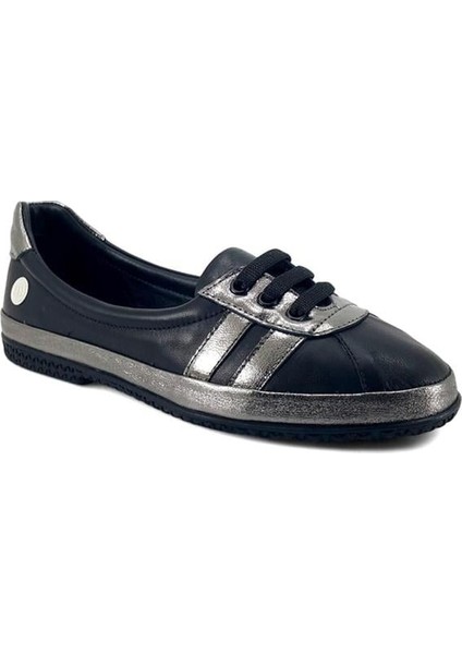 715 Hakiki Deri Günlük Kadın Babet-Siyah